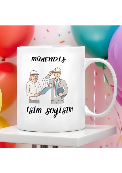 Kişiye Özel Mühendis Temalı Kupa Bardak - 1 Adet Büyük Boy 300 ml