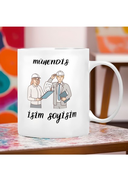 Kişiye Özel Mühendis Temalı Kupa Bardak - 1 Adet Büyük Boy 300 ml
