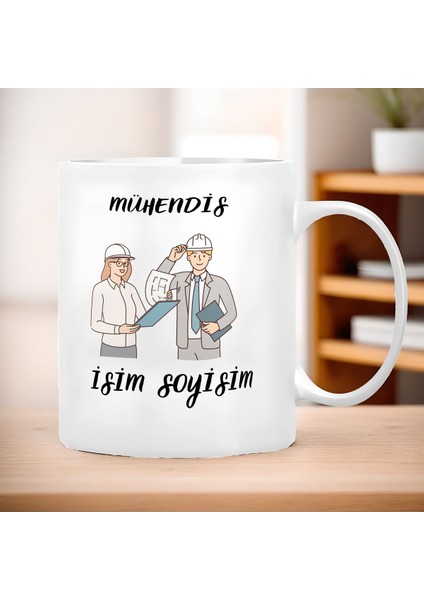 Kişiye Özel Mühendis Temalı Kupa Bardak - 1 Adet Büyük Boy 300 ml
