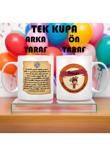 Terazi Burcu (Libra) Türkçe Porselen Kupa Bardak Büyük Boy 300 ml Tek Adet
