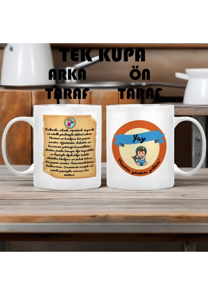 Yay Burcu (Sagittarius) Türkçe Porselen Kupa Bardak Büyük Boy 300 ml Tek Adet