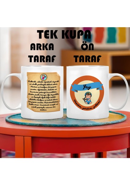 Yay Burcu (Sagittarius) Türkçe Porselen Kupa Bardak Büyük Boy 300 ml Tek Adet