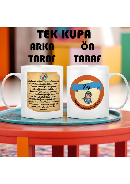 Yay Burcu (Sagittarius) Türkçe Porselen Kupa Bardak Büyük Boy 300 ml Tek Adet