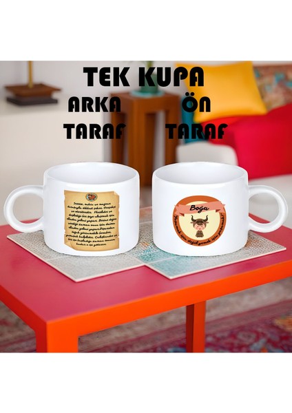 Boğa Burcu (Taurus) Türkçe Porselen Kupa Bardak Küçük Boy 150 ml Tek Adet