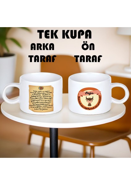 Boğa Burcu (Taurus) Türkçe Porselen Kupa Bardak Küçük Boy 150 ml Tek Adet