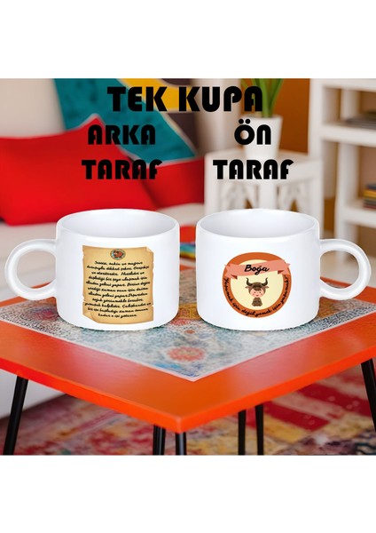 Boğa Burcu (Taurus) Türkçe Porselen Kupa Bardak Küçük Boy 150 ml Tek Adet