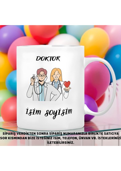 Kişiye Özel Doktor Temalı Kupa Bardak - 1 Adet Büyük Boy 300 ml