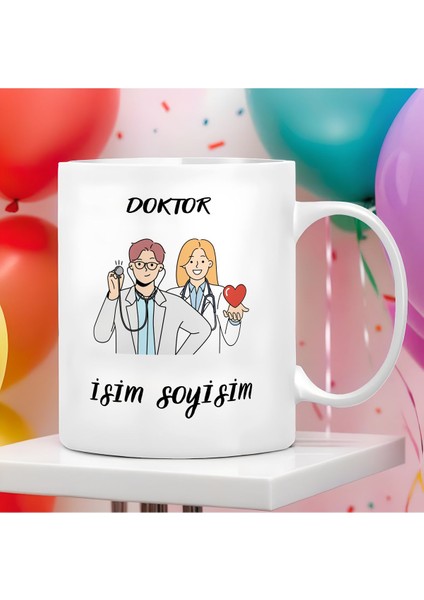 Kişiye Özel Doktor Temalı Kupa Bardak - 1 Adet Büyük Boy 300 ml