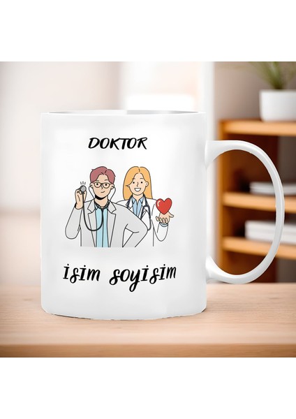 Kişiye Özel Doktor Temalı Kupa Bardak - 1 Adet Büyük Boy 300 ml