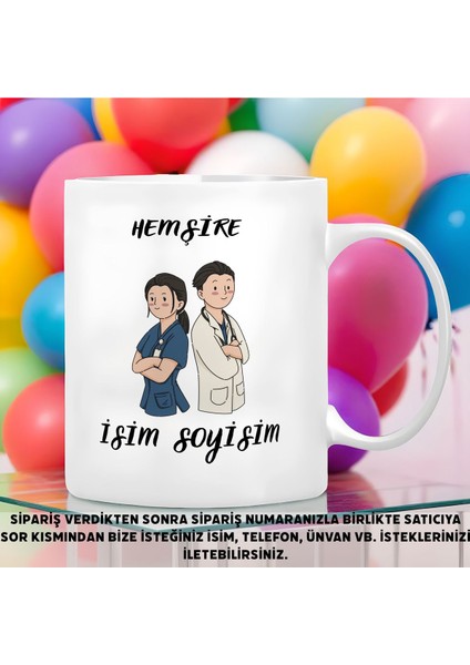 Kişiye Özel Hemşire Temalı Kupa Bardak - 1 Adet Büyük Boy 300 ml
