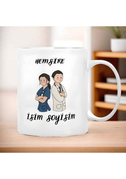 Kişiye Özel Hemşire Temalı Kupa Bardak - 1 Adet Büyük Boy 300 ml fırsatları