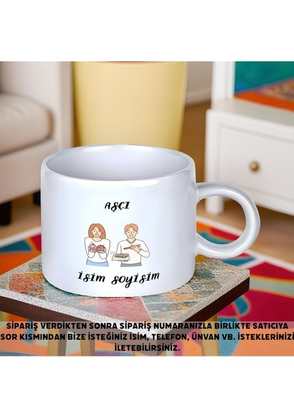 Kişiye Özel Aşçı Temalı Kupa Bardak - 1 Adet Küçük Boy 150 ml