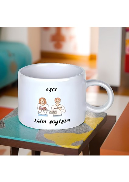 Kişiye Özel Aşçı Temalı Kupa Bardak - 1 Adet Küçük Boy 150 ml