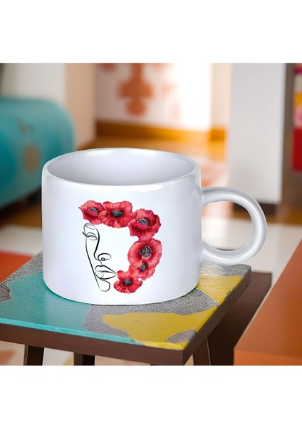 Women Line Art | Kadın Çizgi Sanatı | Kupa Seti 1 Adet Küçük Boy 150 ml + 1 Adet Bardak Altlığı