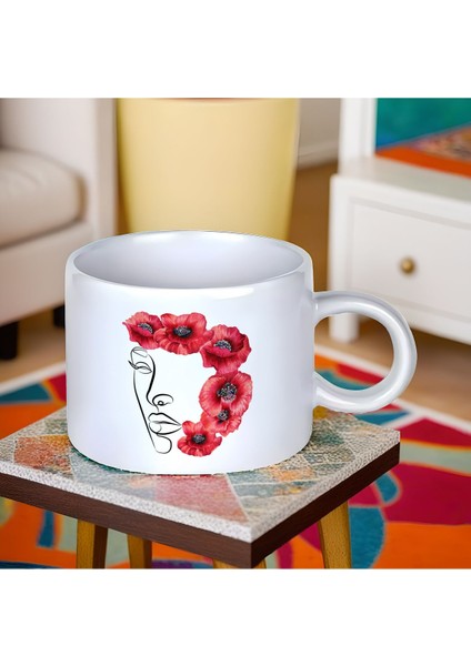 Women Line Art | Kadın Çizgi Sanatı | Kupa Seti 1 Adet Küçük Boy 150 ml + 1 Adet Bardak Altlığı