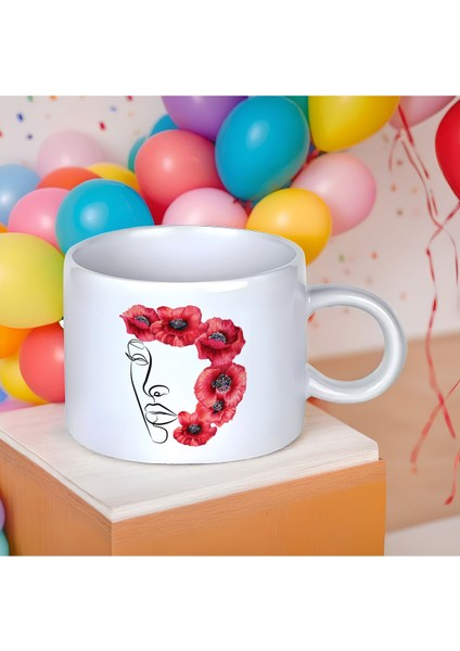 Women Line Art | Kadın Çizgi Sanatı | Kupa Seti 1 Adet Küçük Boy 150 ml + 1 Adet Bardak Altlığı
