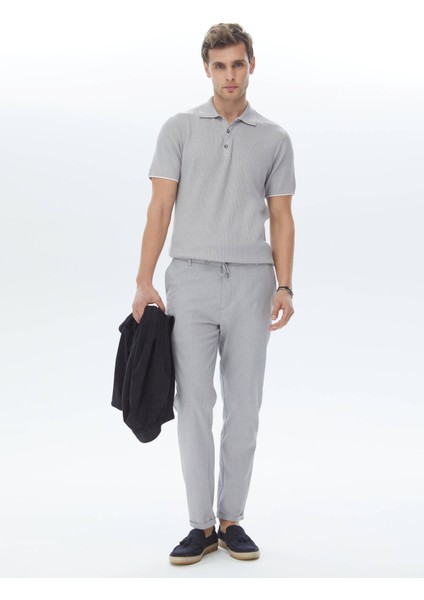 Gri Dokuma Jogging Fit Casual Pamuk Karışımlı Pantolon