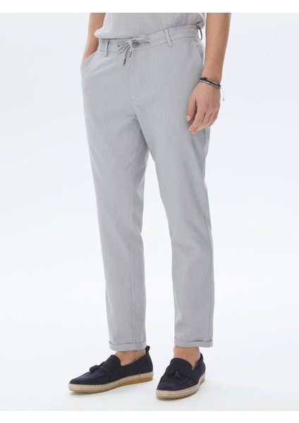Gri Dokuma Jogging Fit Casual Pamuk Karışımlı Pantolon