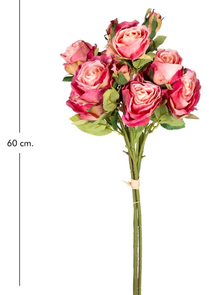 Yapay Çiçek Gül Demeti Pembe 60 Cm.