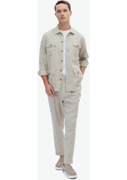 Bej Dokuma Casual Pantolon