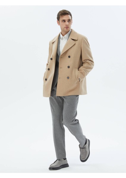 Deve Tüyü Örme Kruvaze Kaban modelleri