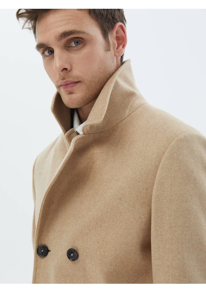 Deve Tüyü Örme Kruvaze Kaban indirimleri