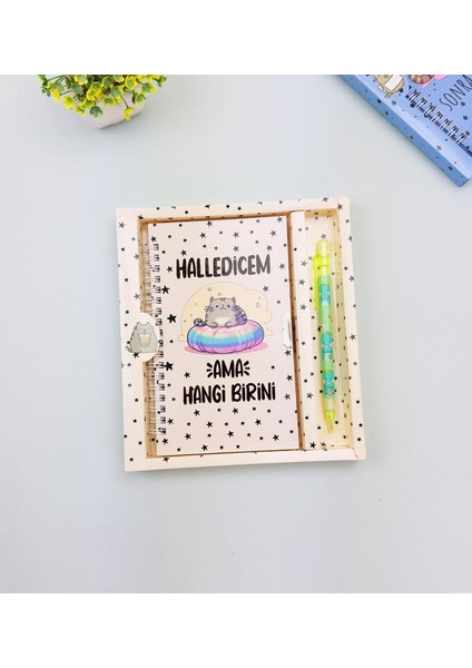 Sevimli Desenli Kilitli Defter ve Kalem Seti