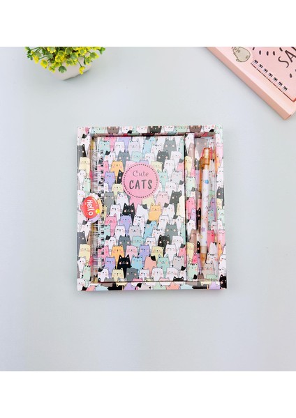 Sevimli Desenli Kilitli Defter ve Kalem Seti