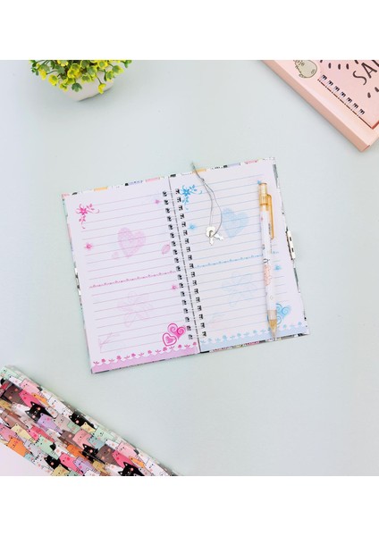 Sevimli Desenli Kilitli Defter ve Kalem Seti fiyatları