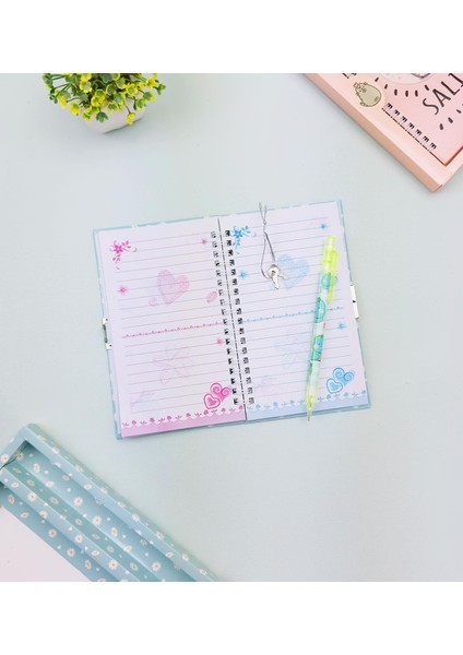Sevimli Desenli Kilitli Defter ve Kalem Seti modelleri
