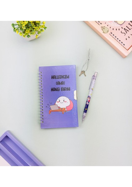 Sevimli Desenli Kilitli Defter ve Kalem Seti modelleri