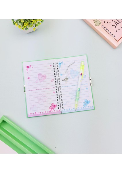 Sevimli Desenli Kilitli Defter ve Kalem Seti