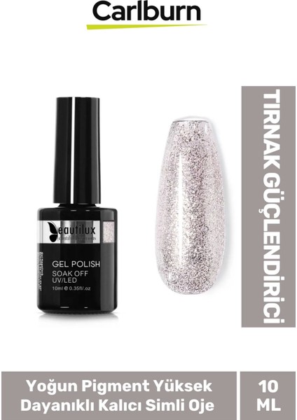 Hızlı Kuruyan Uzun Süre Dayanıklı Yüksek Pigment 3 Aşamalı Kalıcı Simli Tırnak Ojesi 10 ml