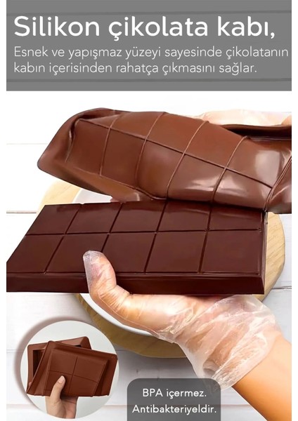Bpa Içermez Esnek Dayanıklı Büyük Yüksek Isı Dayanıklı Dubai Çikolata Silikon Kalıbı Kabı 2 Adet
