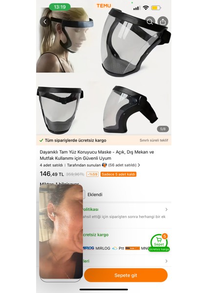 Yüz Siper Koruyuc Maske Buhar Yapmaz Yuksek Cozunurluklu fırsatları