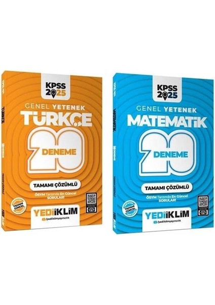 2025 Kpss Türkçe+Matematik 40 Deneme 2 Li Set Yediiklim Yayınları