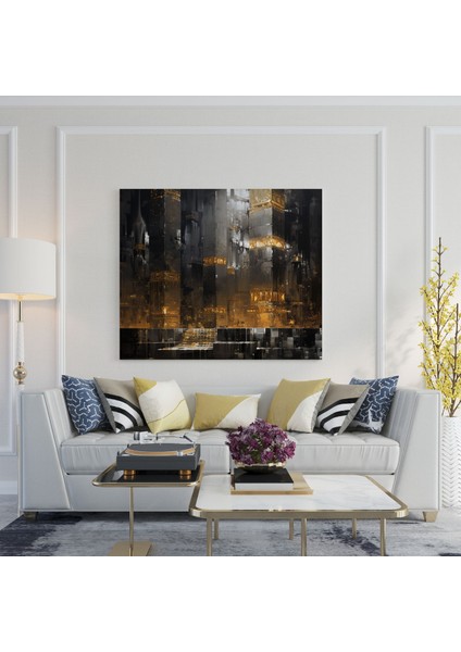 Kabe Kanvas Tablo - Metalik Altın Desenli Soyut Temsil - Kabe, Duvar Tablosu, Metalik Altın Desenli Kanvas Tablo, 100X100 fiyatları