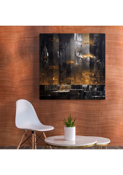 Kabe Kanvas Tablo - Metalik Altın Desenli Soyut Temsil - Kabe, Duvar Tablosu, Metalik Altın Desenli Kanvas Tablo, 100X100 modelleri