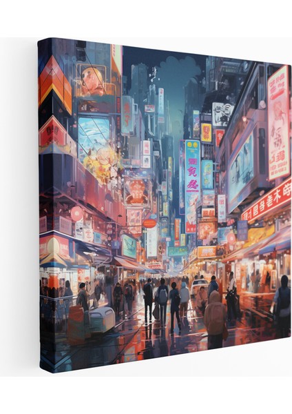 Siber Gece Pazarı Kanvas Tablo, 30X30