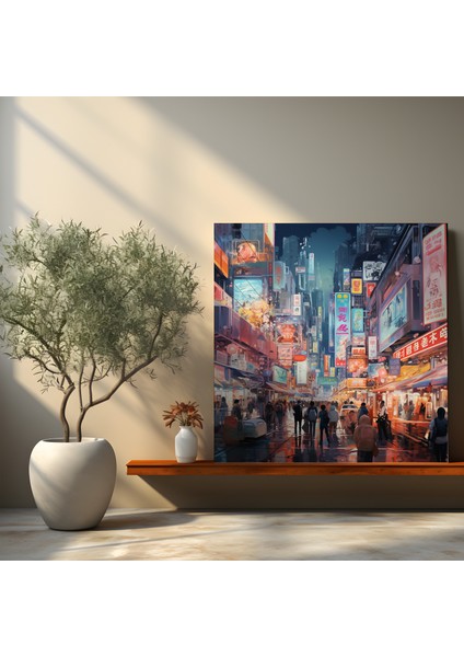 Siber Gece Pazarı Kanvas Tablo, 30X30 fiyatları