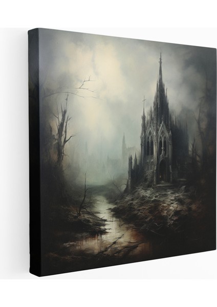Puslu Gotik Katedrali Kanvas Tablo, 30X30