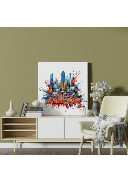 Şehir Manzarası Tipografi Kanvas Tablo, 30X30 fiyatları