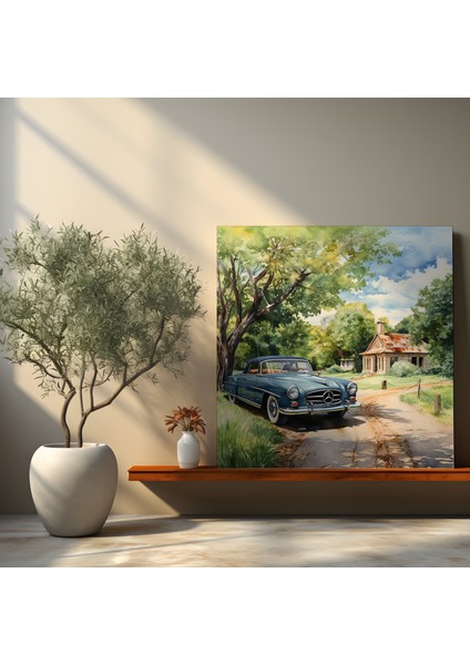 Suluboya Kırsal Araba Kanvas Tablo, 30X30 fiyatları