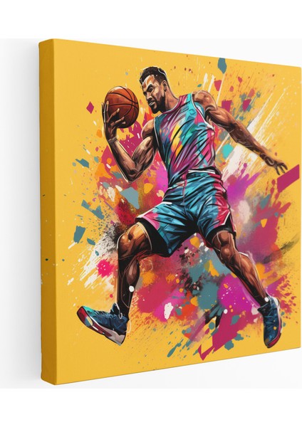 Pop Art Basketbol Smaç Kanvas Tablo, 30X30