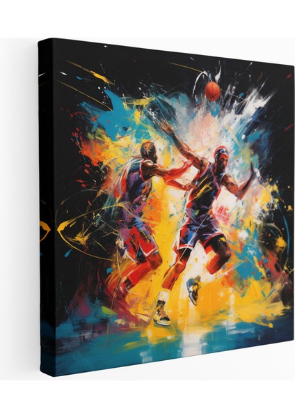 Yoğun Basketbol Maçı Soyut Kanvas Tablo, 30X30