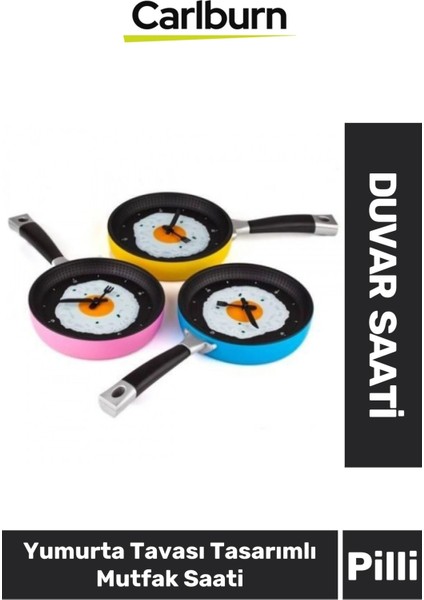 Özel Tasarım Pilli Kutulu Duvar Dekoratif Hediyelik Yumurta Tavası Mutfak Saati