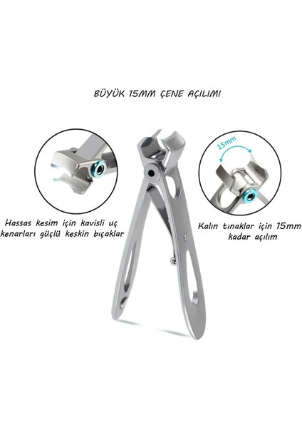 Ultra Geniş Ağızlı Paslanmaz Çelik Tırnak Makası Seti 2'li & Kalın, Sert Tırnaklar Için fırsatları