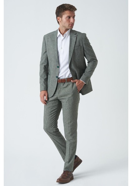Bangor T2430 Slim Fit 6 Drop Likralı Keten Takım Elbise Desenli modelleri