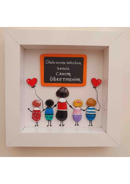 El Yapımı Taş Boyama Öğretmenler Günü Hediyesi- Beyaz Pano fiyatları