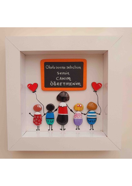 El Yapımı Taş Boyama Öğretmenler Günü Hediyesi- Beyaz Pano modelleri